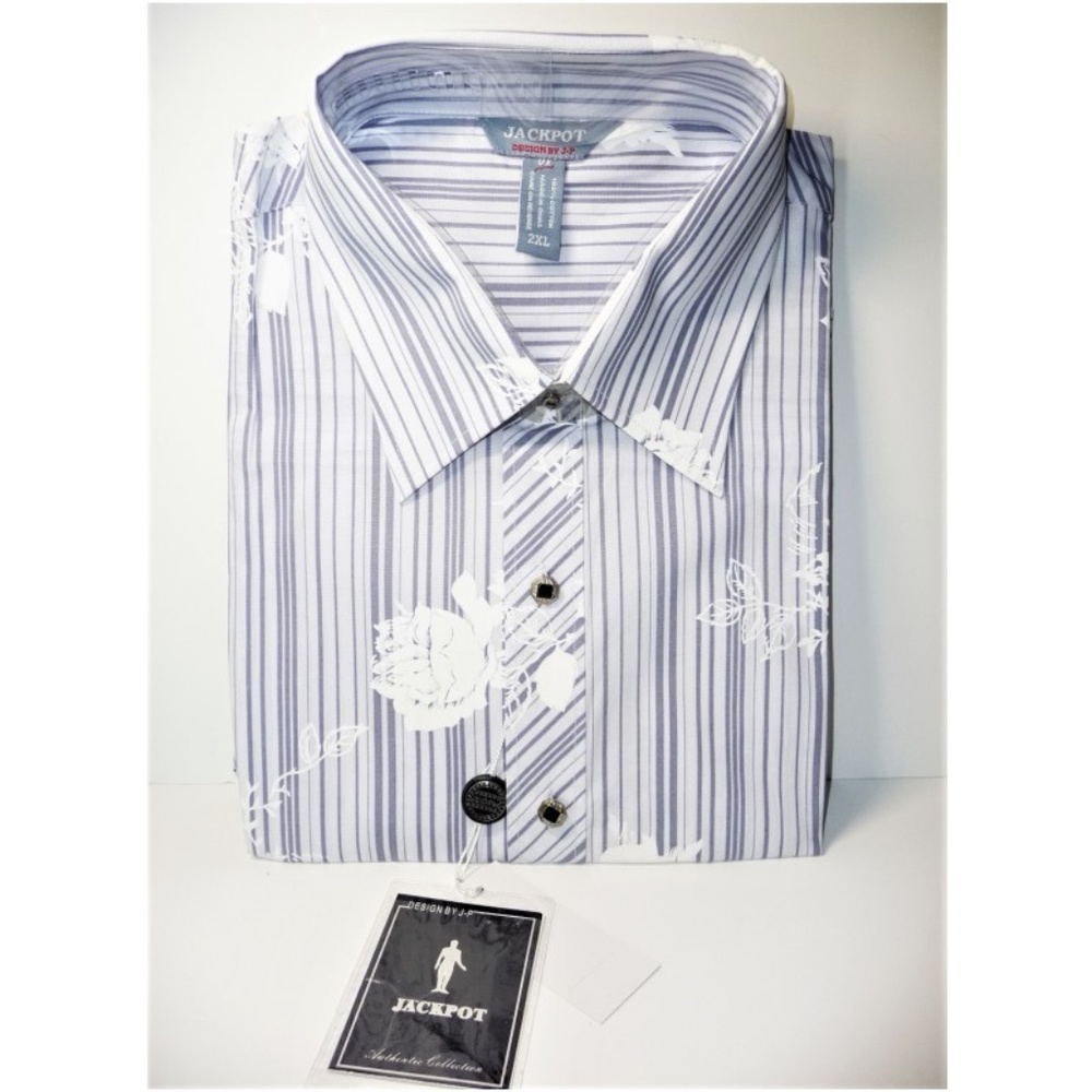 Jackpot Designed by J-P Stripped Floral Shirt 2XL